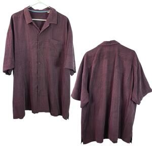 Tommy Bahama Beach Hawaiian Abstract Silk Short Sleeve Textured Shirt XXL